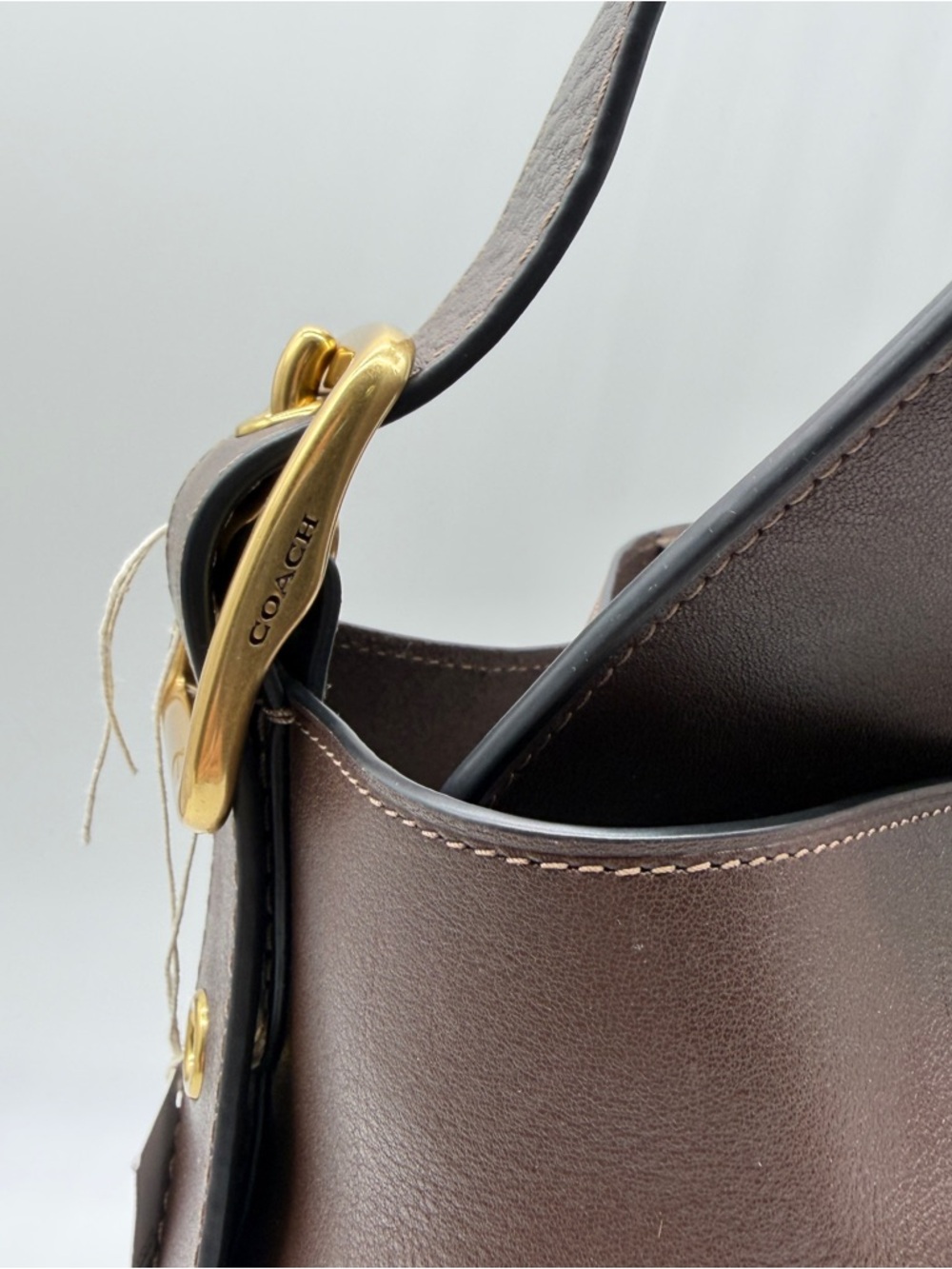 COACH Bleecker leather large women's bucket shoulder bag + pouch - Maple/Brown - Picture 14 of 15